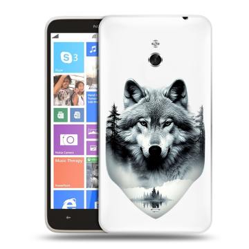 Пластиковый чехол на Nokia Lumia 1320 с принтом Волк в лесу