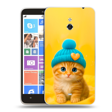 Пластиковый чехол на Nokia Lumia 1320 с принтом Котенок в шапке