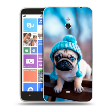 Пластиковый чехол на Nokia Lumia 1320 с принтом Мопс в шапке