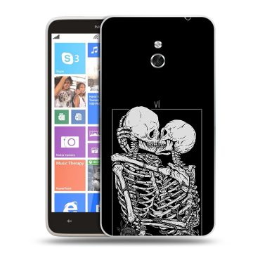 Пластиковый чехол на Nokia Lumia 1320 с принтом Поцелуй скелетов