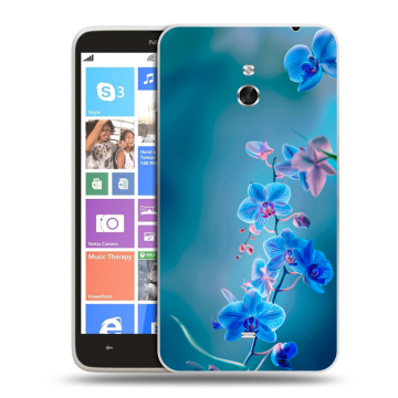 Пластиковый чехол на Nokia Lumia 1320 с принтом Голубые цветы