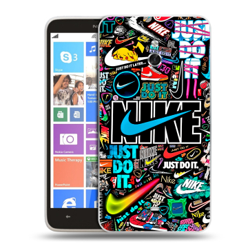 Пластиковый чехол на Nokia Lumia 1320 с принтом найк nike черный Пластиковый чехол на Nokia Lumia 1320 с принтом найк nike черный