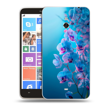 Пластиковый чехол на Nokia Lumia 1320 с принтом голубые орхидеи