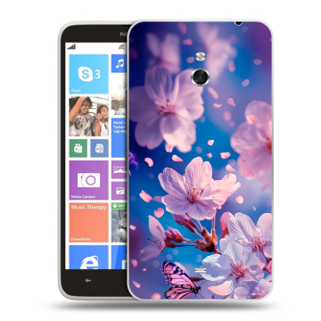 Пластиковый чехол на Nokia Lumia 1320 с принтом цветы бабочки