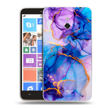 Пластиковый чехол на Nokia Lumia 1320 с принтом синий мрамор