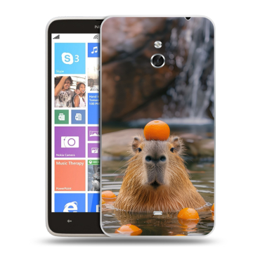 Пластиковый чехол на Nokia Lumia 1320 с принтом Капибара с апельсином