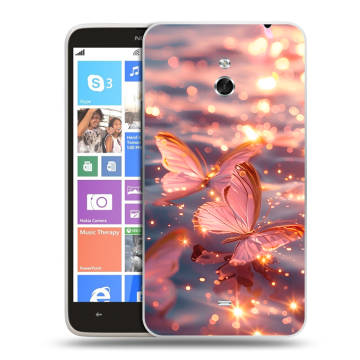 Пластиковый чехол на Nokia Lumia 1320 с принтом бабочки розовые