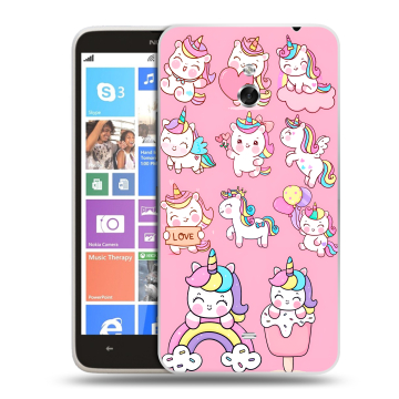 Пластиковый чехол на Nokia Lumia 1320 с принтом Единороги и радуга