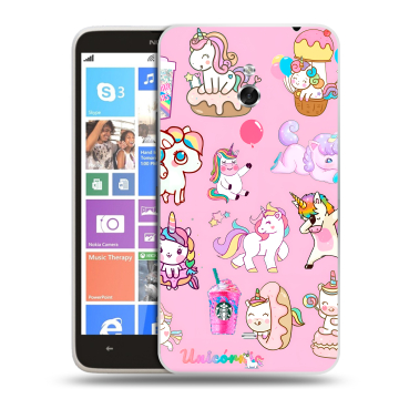 Пластиковый чехол на Nokia Lumia 1320 с принтом розовые единороги
