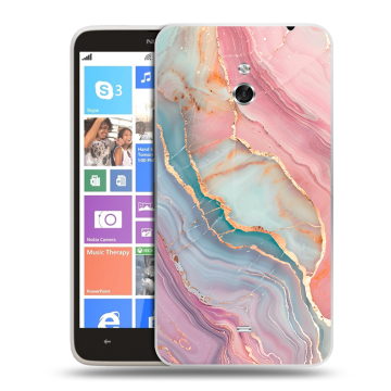 Пластиковый чехол на Nokia Lumia 1320 с принтом розовый мрамор