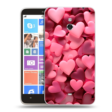 Пластиковый чехол на Nokia Lumia 1320 с принтом розовые сердечки