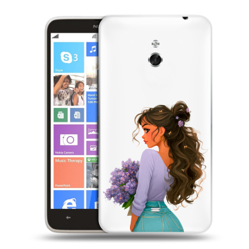 Пластиковый чехол на Nokia Lumia 1320 с принтом девушка цветы