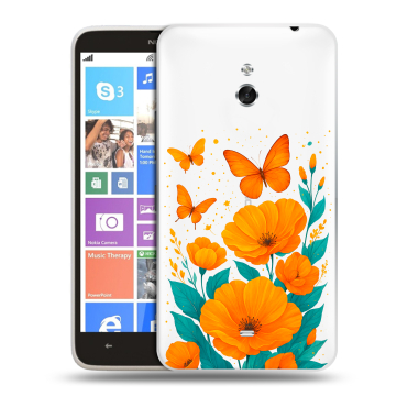 Пластиковый чехол на Nokia Lumia 1320 с принтом цветы бабочки