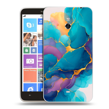 Пластиковый чехол на Nokia Lumia 1320 с принтом Мрамор блестки