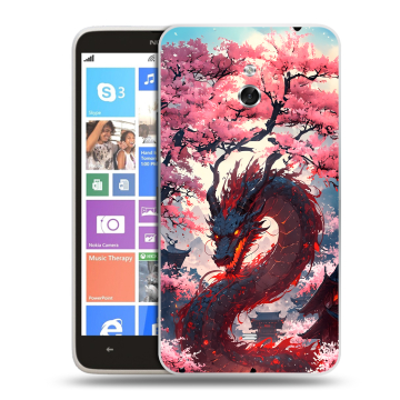 Пластиковый чехол на Nokia Lumia 1320 с принтом Дракон Японский