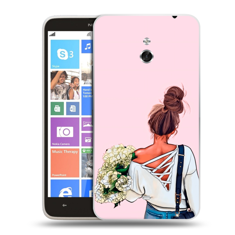 Пластиковый чехол на Nokia Lumia 1320 с принтом Девушка и букет Пластиковый чехол на Nokia Lumia 1320 с принтом Девушка и букет