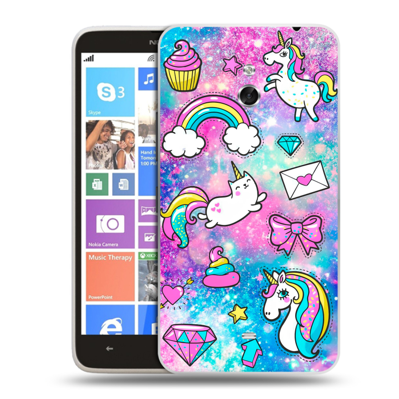 Пластиковый чехол на Nokia Lumia 1320 с принтом Единороги Пластиковый чехол на Nokia Lumia 1320 с принтом Единороги