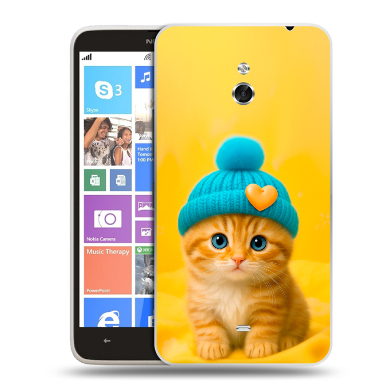 Пластиковый чехол на Nokia Lumia 1320 с принтом Котенок в шапке Пластиковый чехол на Nokia Lumia 1320 с принтом Котенок в шапке