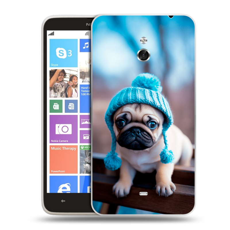 Пластиковый чехол на Nokia Lumia 1320 с принтом Мопс в шапке Пластиковый чехол на Nokia Lumia 1320 с принтом Мопс в шапке