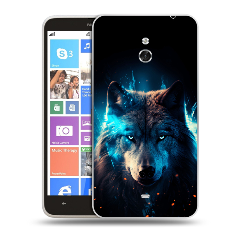 Пластиковый чехол на Nokia Lumia 1320 с принтом Волк ночной Пластиковый чехол на Nokia Lumia 1320 с принтом Волк ночной