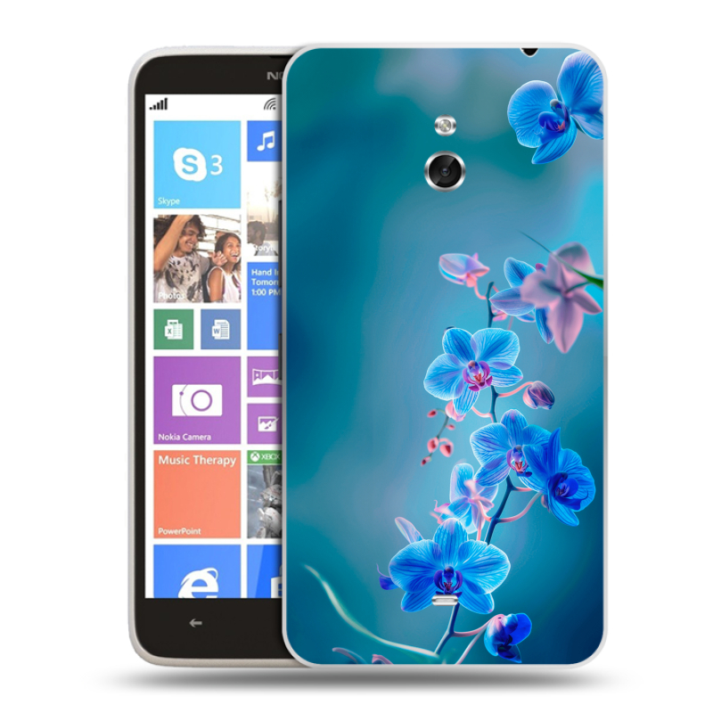 Пластиковый чехол на Nokia Lumia 1320 с принтом Голубые цветы Пластиковый чехол на Nokia Lumia 1320 с принтом Голубые цветы