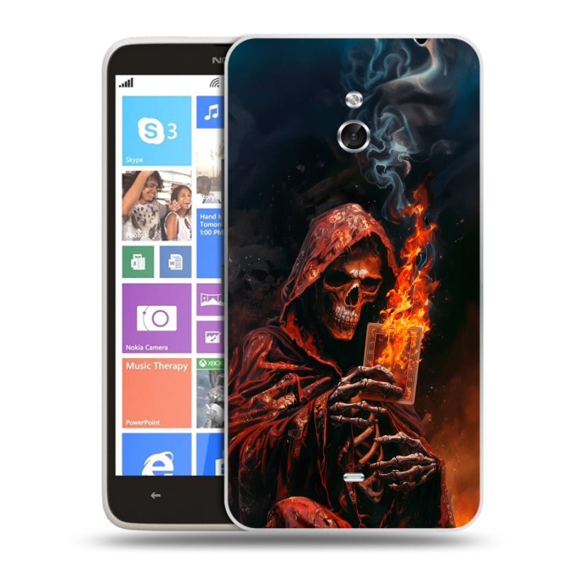 Пластиковый чехол на Nokia Lumia 1320 с принтом Скелет и карты Пластиковый чехол на Nokia Lumia 1320 с принтом Скелет и карты
