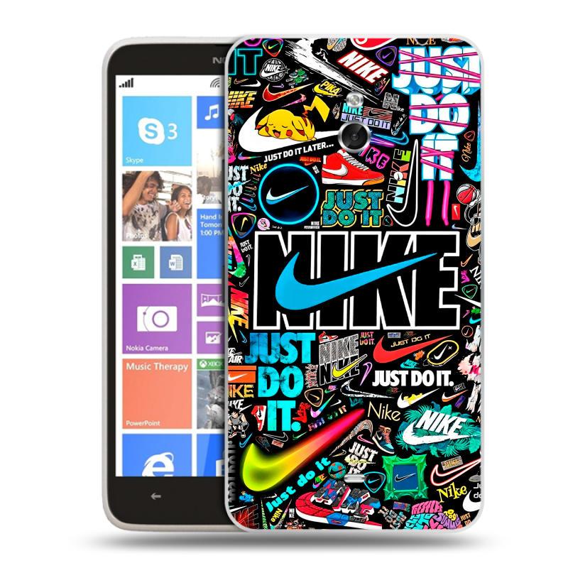Пластиковый чехол на Nokia Lumia 1320 с принтом найк nike черный Пластиковый чехол на Nokia Lumia 1320 с принтом найк nike черный
