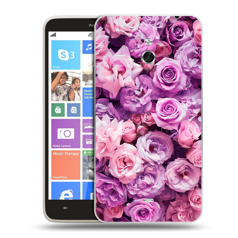 Пластиковый чехол на Nokia Lumia 1320 с принтом лавандовые розы Пластиковый чехол на Nokia Lumia 1320 с принтом лавандовые розы