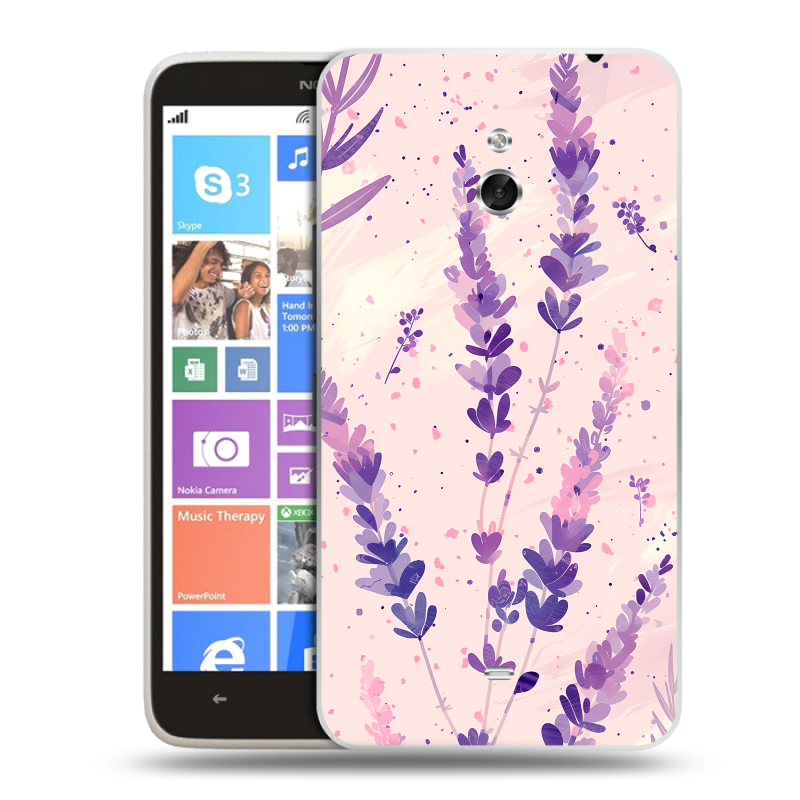 Пластиковый чехол на Nokia Lumia 1320 с принтом цветы лаванда Пластиковый чехол на Nokia Lumia 1320 с принтом цветы лаванда