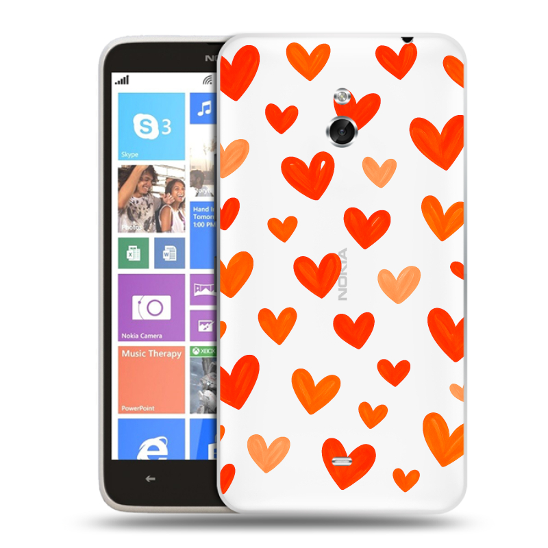 Пластиковый чехол на Nokia Lumia 1320 с принтом Сердечки Пластиковый чехол на Nokia Lumia 1320 с принтом Сердечки
