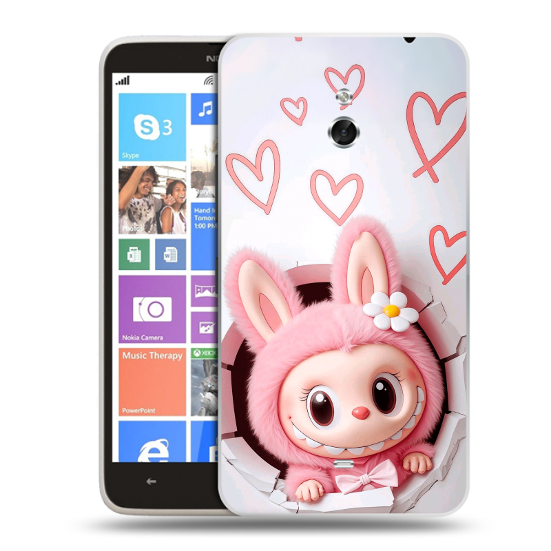 Пластиковый чехол на Nokia Lumia 1320 с принтом Labubu Лабубу Пластиковый чехол на Nokia Lumia 1320 с принтом Labubu Лабубу