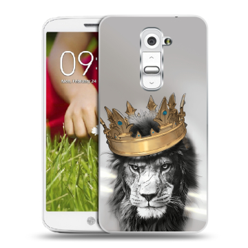 Пластиковый чехол на LG Optimus G2 mini с принтом Лев с короной