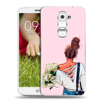 Пластиковый чехол на LG Optimus G2 mini с принтом Девушка и букет