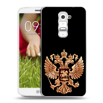 Пластиковый чехол на LG Optimus G2 mini с принтом Герб России золотой Пластиковый чехол на LG Optimus G2 mini с принтом Герб России золотой