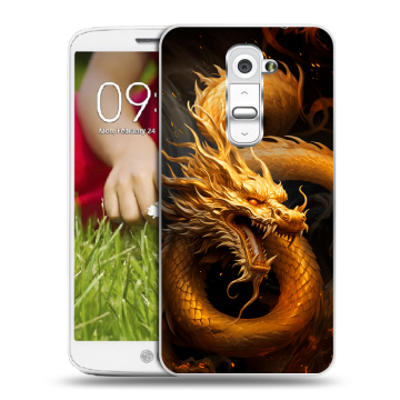 Пластиковый чехол на LG Optimus G2 mini с принтом Золотой дракон Пластиковый чехол на LG Optimus G2 mini с принтом Золотой дракон