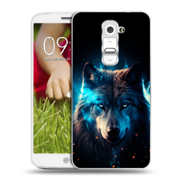 Пластиковый чехол на LG Optimus G2 mini с принтом Волк ночной Пластиковый чехол на LG Optimus G2 mini с принтом Волк ночной