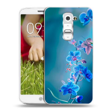 Пластиковый чехол на LG Optimus G2 mini с принтом Голубые цветы