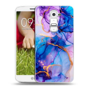 Пластиковый чехол на LG Optimus G2 mini с принтом синий мрамор