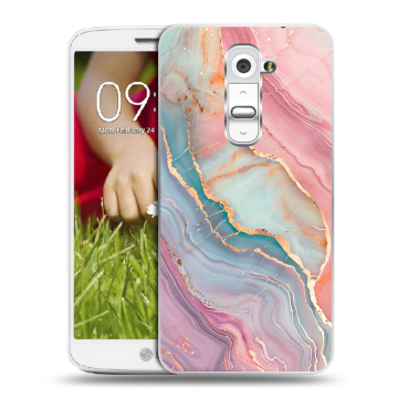 Пластиковый чехол на LG Optimus G2 mini с принтом розовый мрамор
