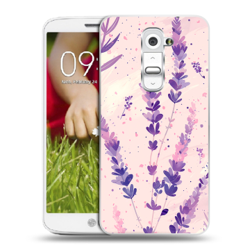 Пластиковый чехол на LG Optimus G2 mini с принтом цветы лаванда
