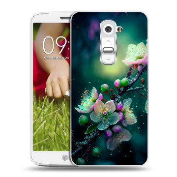 Пластиковый чехол на LG Optimus G2 mini с принтом Цветы и мрамор Пластиковый чехол на LG Optimus G2 mini с принтом Цветы и мрамор