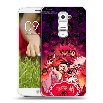 Пластиковый чехол на LG Optimus G2 mini с принтом Hazbin Hotel Отель Хазбин