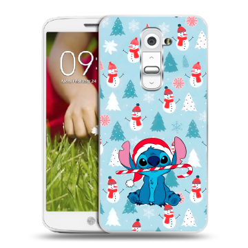 Пластиковый чехол на LG Optimus G2 mini с принтом Стич Новый год