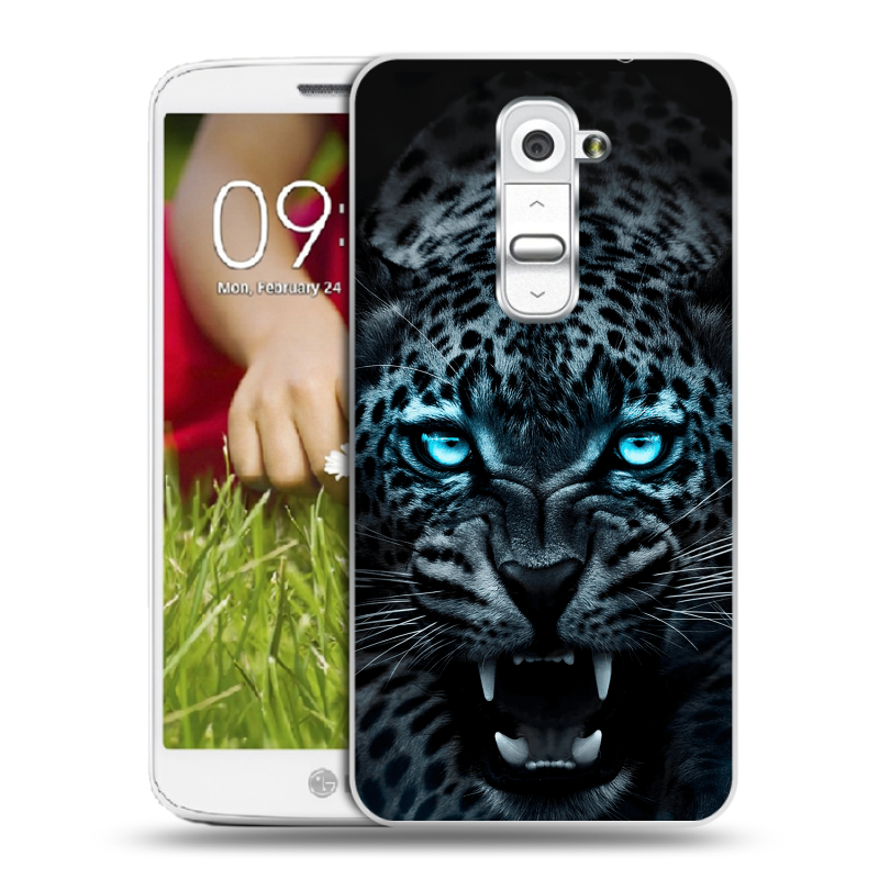 Пластиковый чехол на LG Optimus G2 mini с принтом Темный леопард Пластиковый чехол на LG Optimus G2 mini с принтом Темный леопард