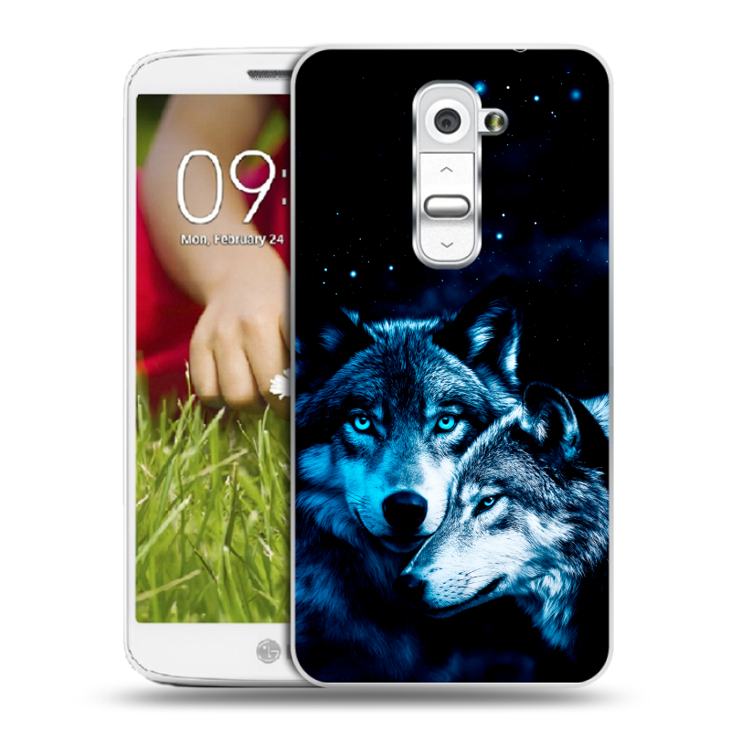 Пластиковый чехол на LG Optimus G2 mini с принтом Волки Пластиковый чехол на LG Optimus G2 mini с принтом Волки