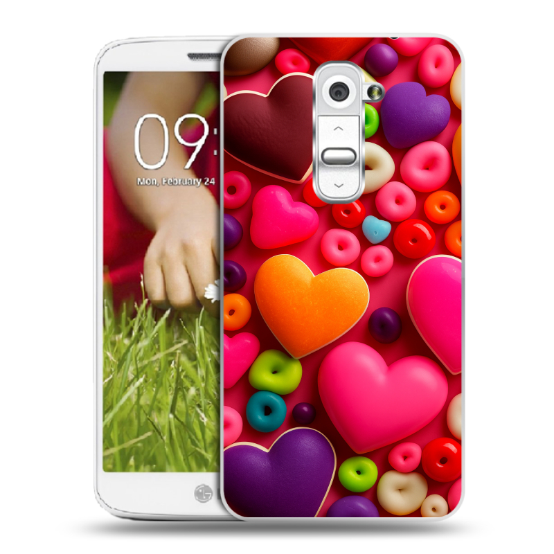 Пластиковый чехол на LG Optimus G2 mini с принтом Сердечки Пластиковый чехол на LG Optimus G2 mini с принтом Сердечки
