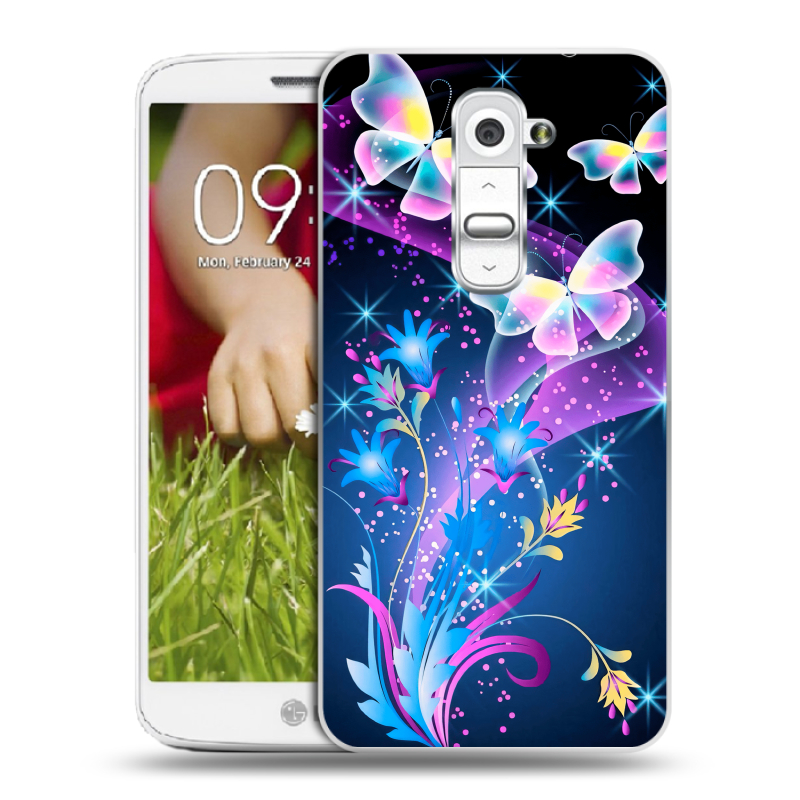 Пластиковый чехол на LG Optimus G2 mini с принтом Бабочки Пластиковый чехол на LG Optimus G2 mini с принтом Бабочки