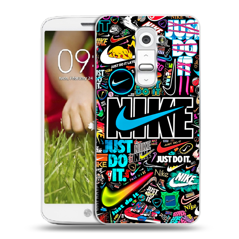 Пластиковый чехол на LG Optimus G2 mini с принтом найк nike черный Пластиковый чехол на LG Optimus G2 mini с принтом найк nike черный