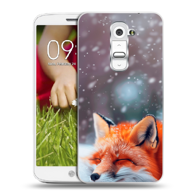 Пластиковый чехол на LG Optimus G2 mini с принтом лиса Пластиковый чехол на LG Optimus G2 mini с принтом лиса