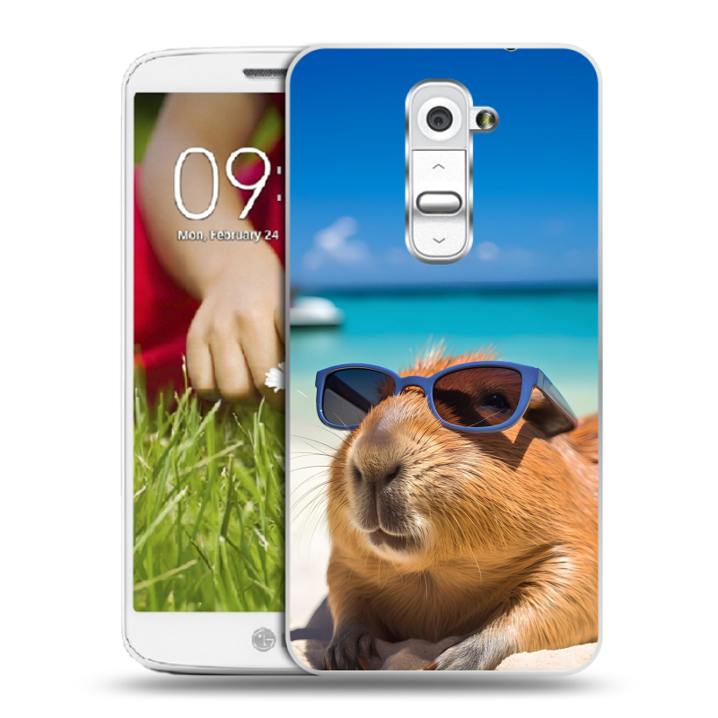 Пластиковый чехол на LG Optimus G2 mini с принтом Капибара Пластиковый чехол на LG Optimus G2 mini с принтом Капибара